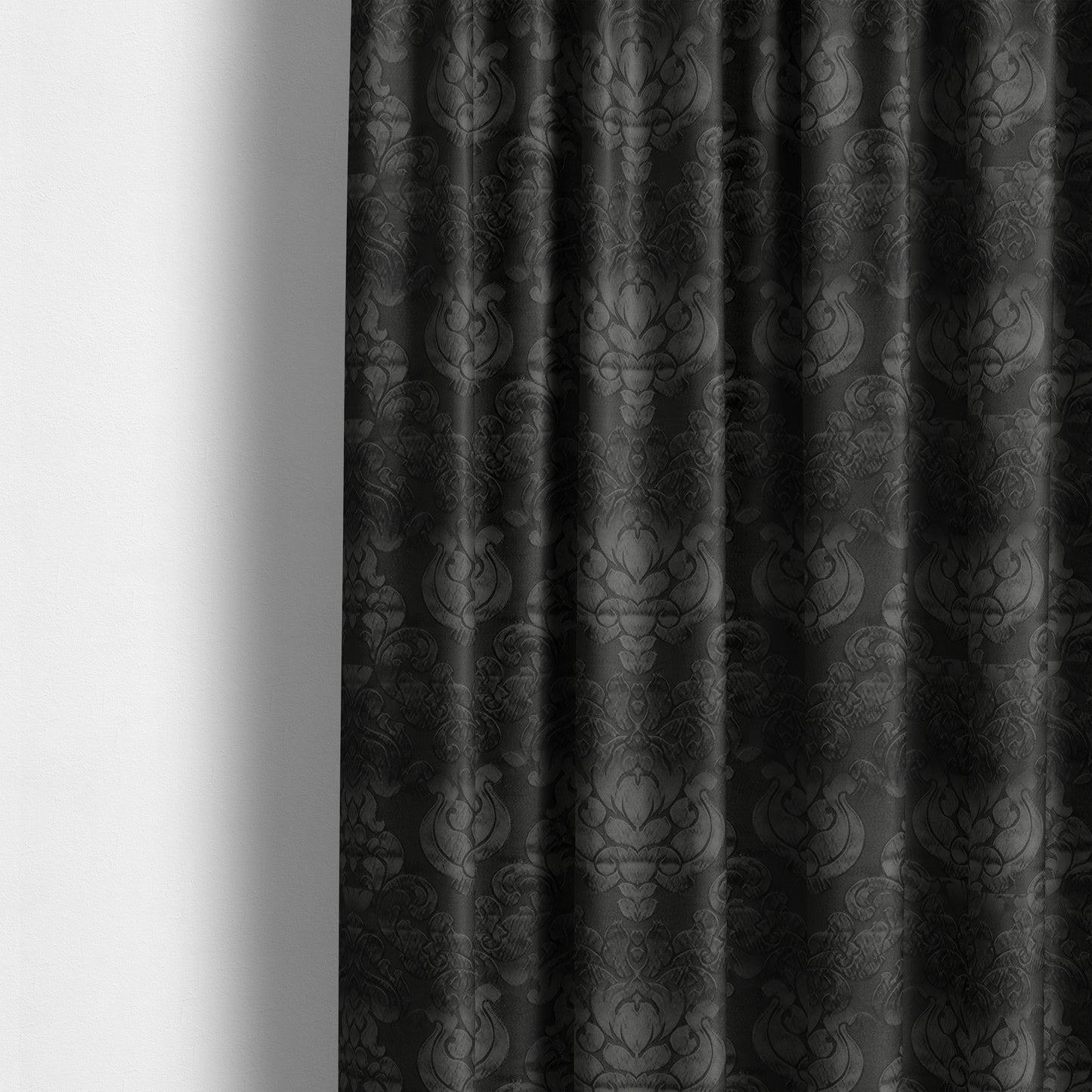 Paradise Damask Pattern In Black Upholstery Fabric CTR-2533 - Made To Measure Curtains