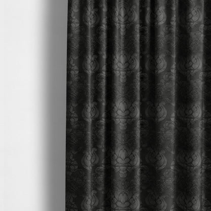 Paradise Damask Pattern In Black Upholstery Fabric CTR-2533 - Made To Measure Curtains