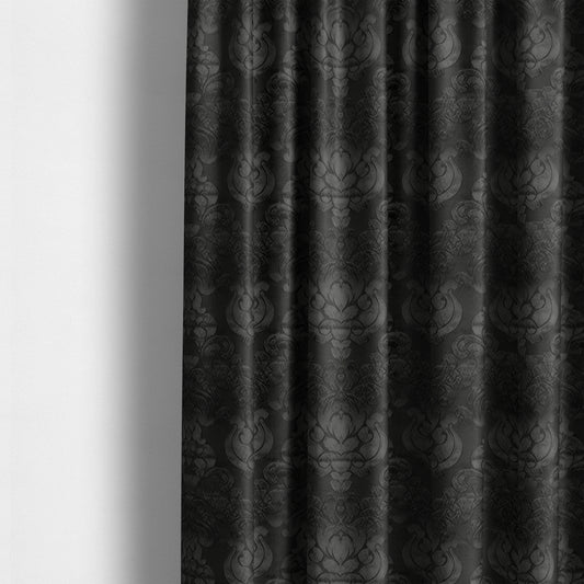 Paradise Damask Pattern In Black Upholstery Fabric CTR-2533 - Made To Measure Curtains
