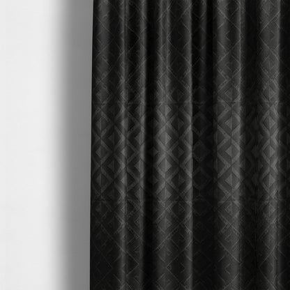 Paradise Geometric Pattern In Black Upholstery Fabric CTR-2534 - Made To Measure Curtains