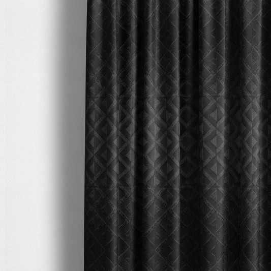 Paradise Geometric Pattern In Black Upholstery Fabric CTR-2534 - Made To Measure Curtains