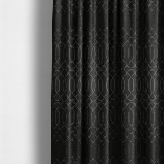 Paradise Trellis Pattern In Black Upholstery Fabric CTR-2535 - Made To Measure Curtains