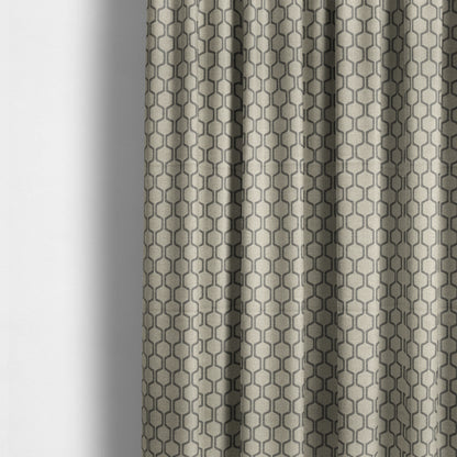 Amira Honeycomb Stripe Pattern Grey Upholstery Fabric CTR-2536 - Made To Measure Curtains