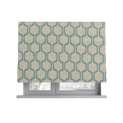 Amira Honeycomb Stripe Pattern Blue Upholstery Fabric CTR-2538 - Roman Blinds