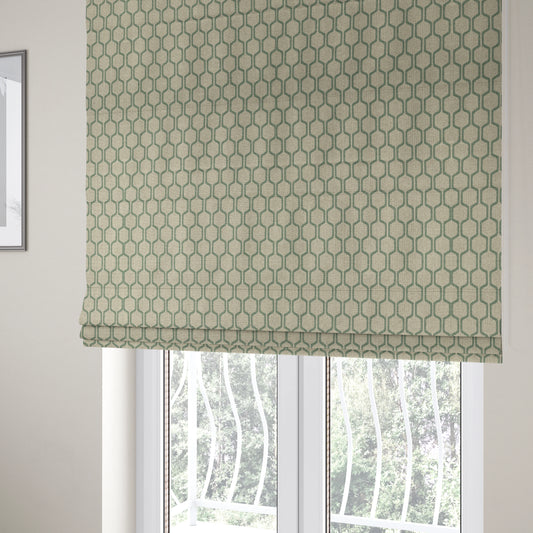 Amira Honeycomb Stripe Pattern Green Upholstery Fabric CTR-2539 - Roman Blinds