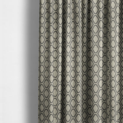 Aamna Uniformed Geometric Pattern Grey Upholstery Fabric CTR-2541 - Made To Measure Curtains