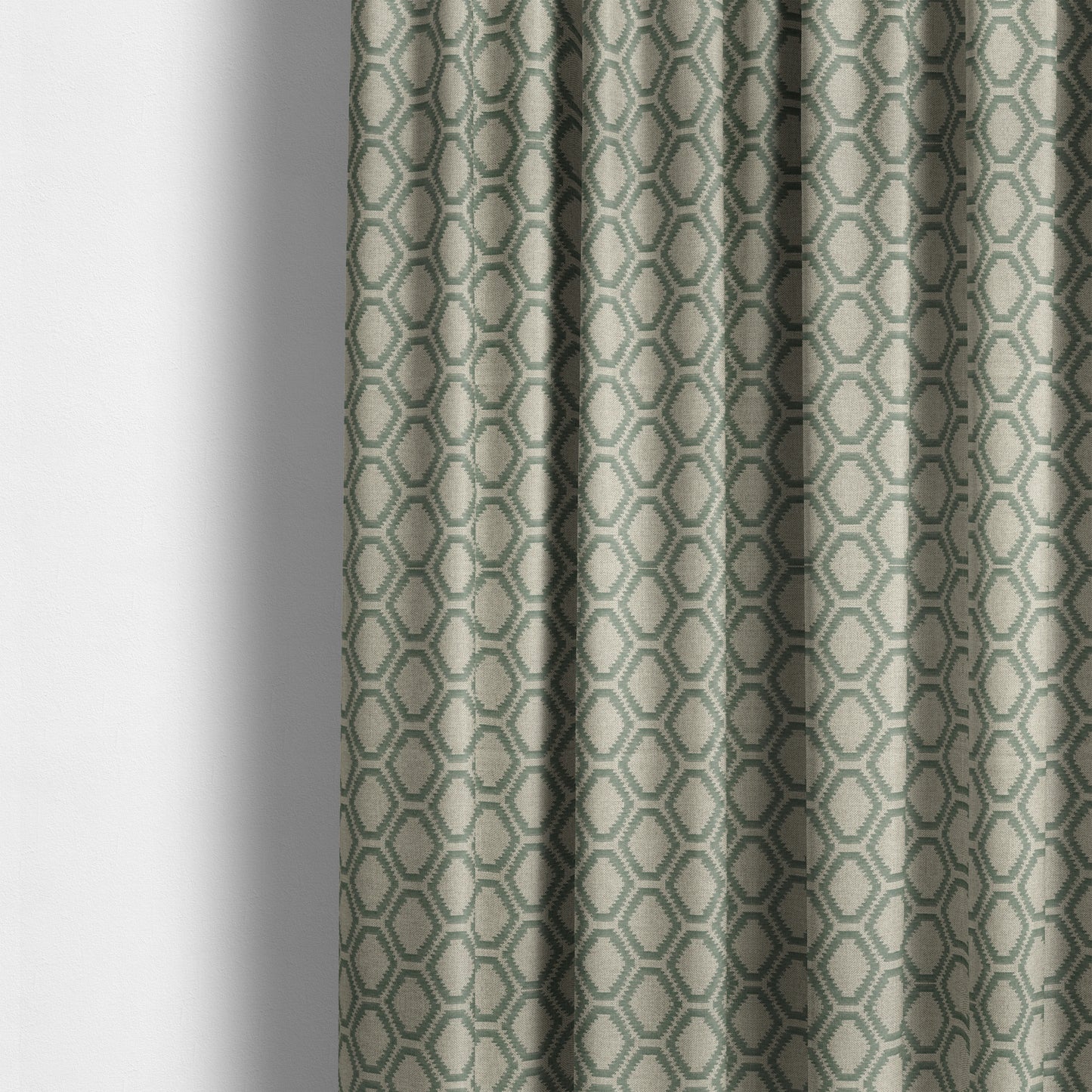 Aamna Uniformed Geometric Pattern Green Upholstery Fabric CTR-2544 - Made To Measure Curtains