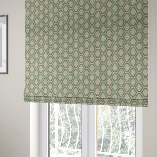 Aamna Uniformed Geometric Pattern Green Upholstery Fabric CTR-2544 - Roman Blinds