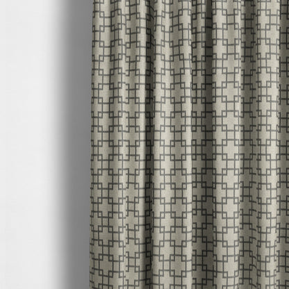 Aatifa Cubis Geometric Pattern Grey Upholstery Fabric CTR-2546 - Made To Measure Curtains