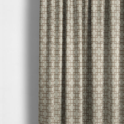 Aatifa Cubis Geometric Pattern Brown Upholstery Fabric CTR-2547 - Made To Measure Curtains