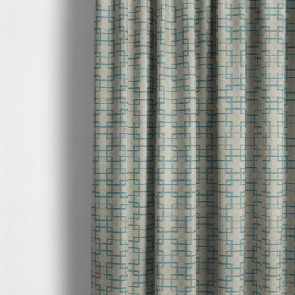 Aatifa Cubis Geometric Pattern Blue Upholstery Fabric CTR-2548 - Made To Measure Curtains