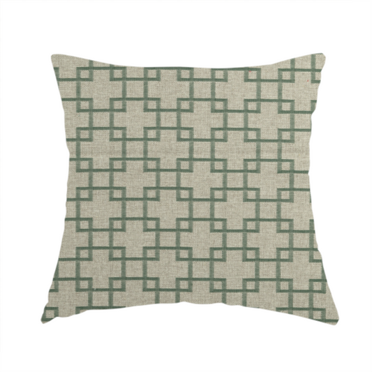 Aatifa Cubis Geometric Pattern Green Upholstery Fabric CTR-2549 - Handmade Cushions