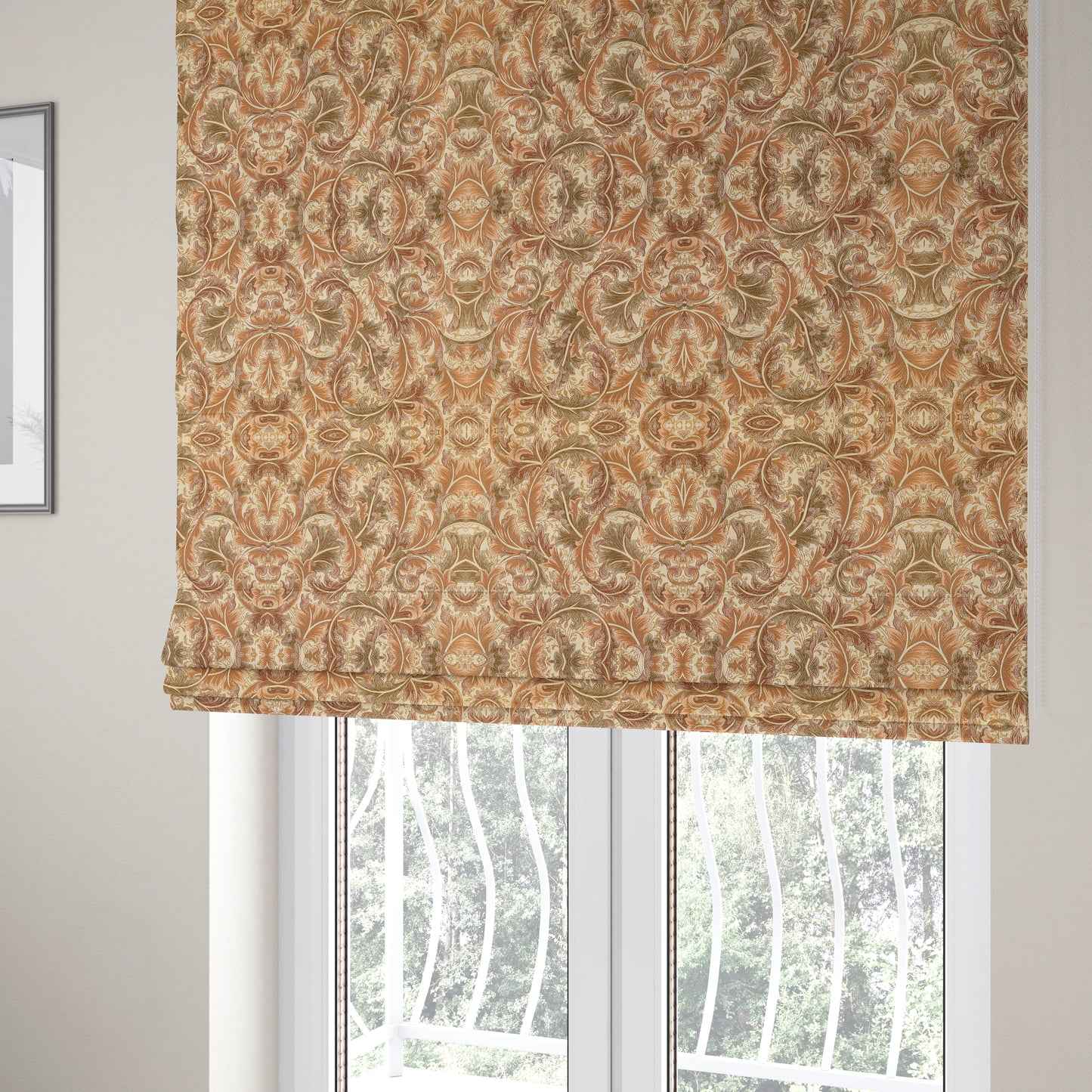 Colarto Collection Brown Colour In Floral Pattern Chenille Furnishing Fabric CTR-255 - Roman Blinds