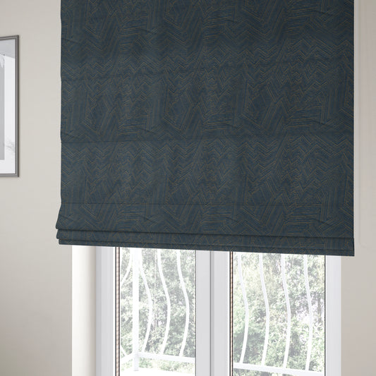 Cotswold Abstract Pattern Blue Colour Upholstery Fabric CTR-2553 - Roman Blinds