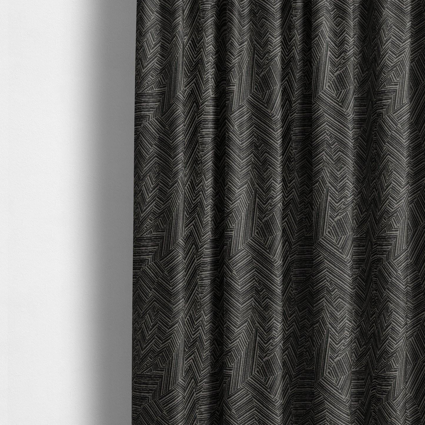 Cotswold Abstract Pattern Black Colour Upholstery Fabric CTR-2558 - Made To Measure Curtains