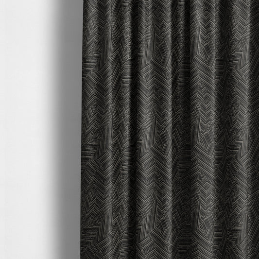 Cotswold Abstract Pattern Black Colour Upholstery Fabric CTR-2558 - Made To Measure Curtains