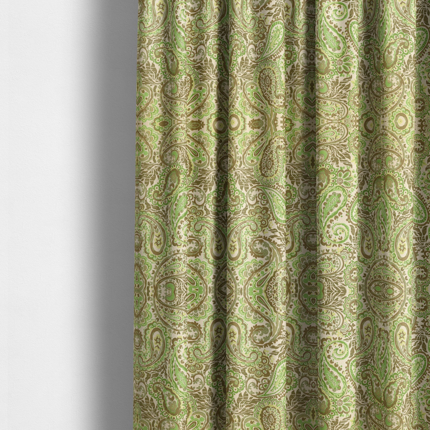 Colarto Collection Green Colour In Paisley Pattern Chenille Furnishing Fabric CTR-256 - Made To Measure Curtains