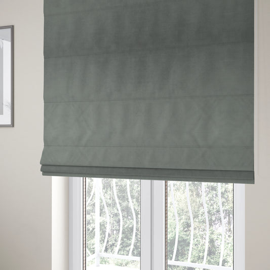 Atlantic Ribbed Textured Plain Cotton Feel Velvet Blue Upholstery Fabric CTR-2562 - Roman Blinds