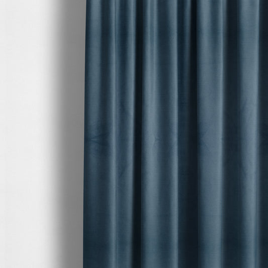 Atlantic Ribbed Textured Plain Cotton Feel Velvet Blue Upholstery Fabric CTR-2563 - Made To Measure Curtains