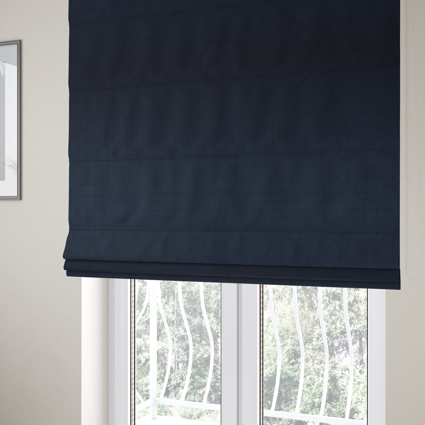 Atlantic Ribbed Textured Plain Cotton Feel Velvet Blue Upholstery Fabric CTR-2564 - Roman Blinds