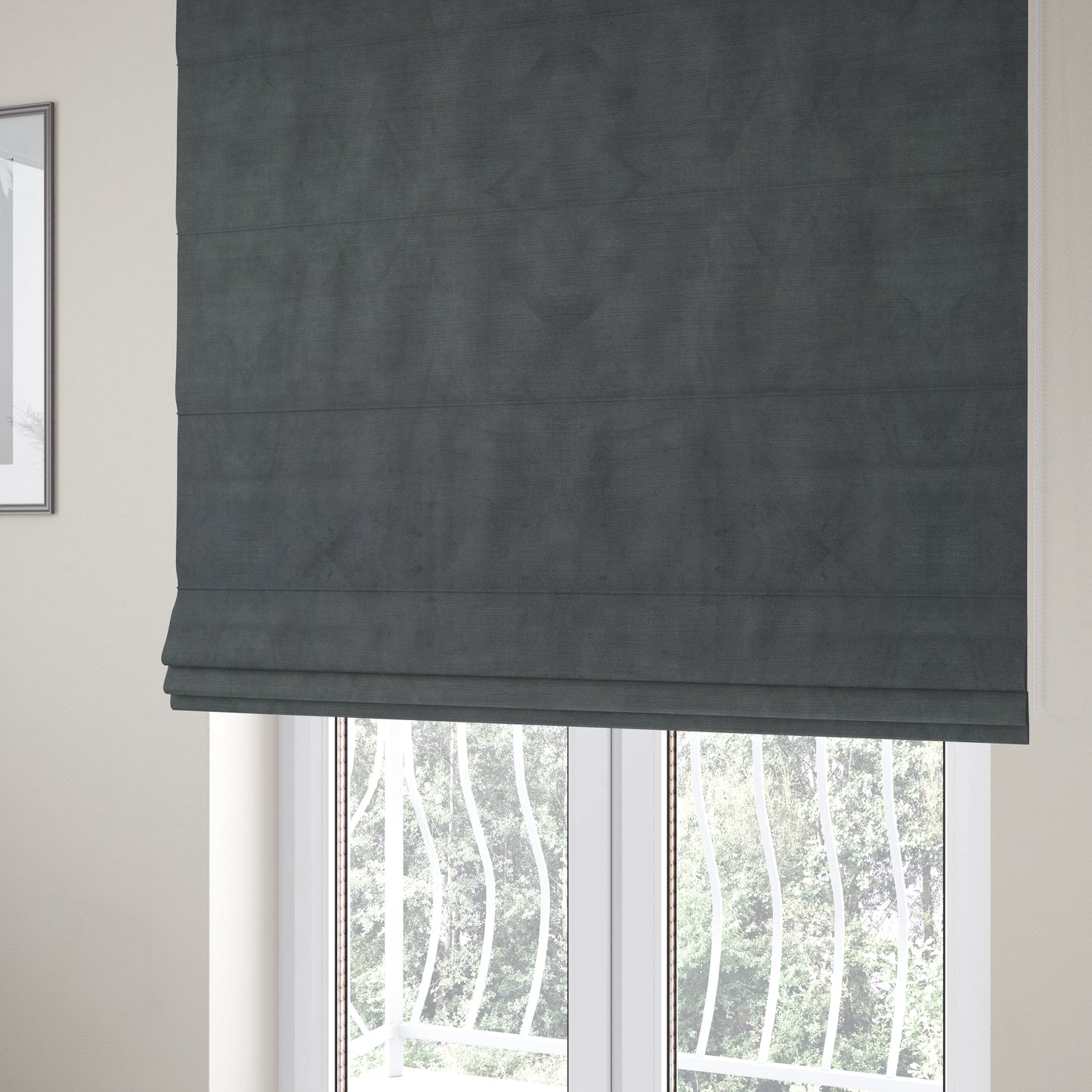 Atlantic Ribbed Textured Plain Cotton Feel Velvet Grey Upholstery Fabric CTR-2569 - Roman Blinds