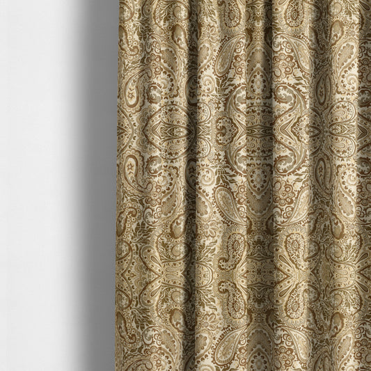 Colarto Collection Brown Colour In Paisley Pattern Chenille Furnishing Fabric CTR-257 - Made To Measure Curtains