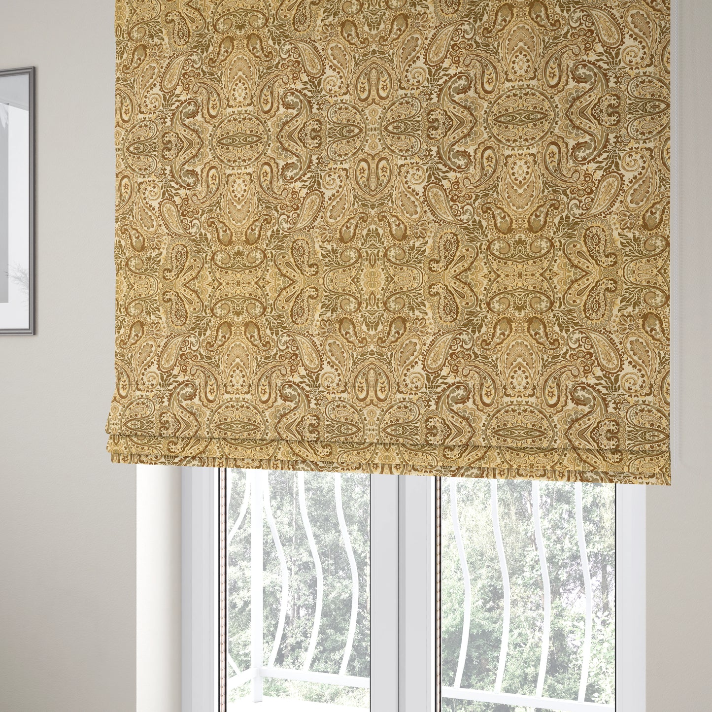 Colarto Collection Brown Colour In Paisley Pattern Chenille Furnishing Fabric CTR-257 - Roman Blinds