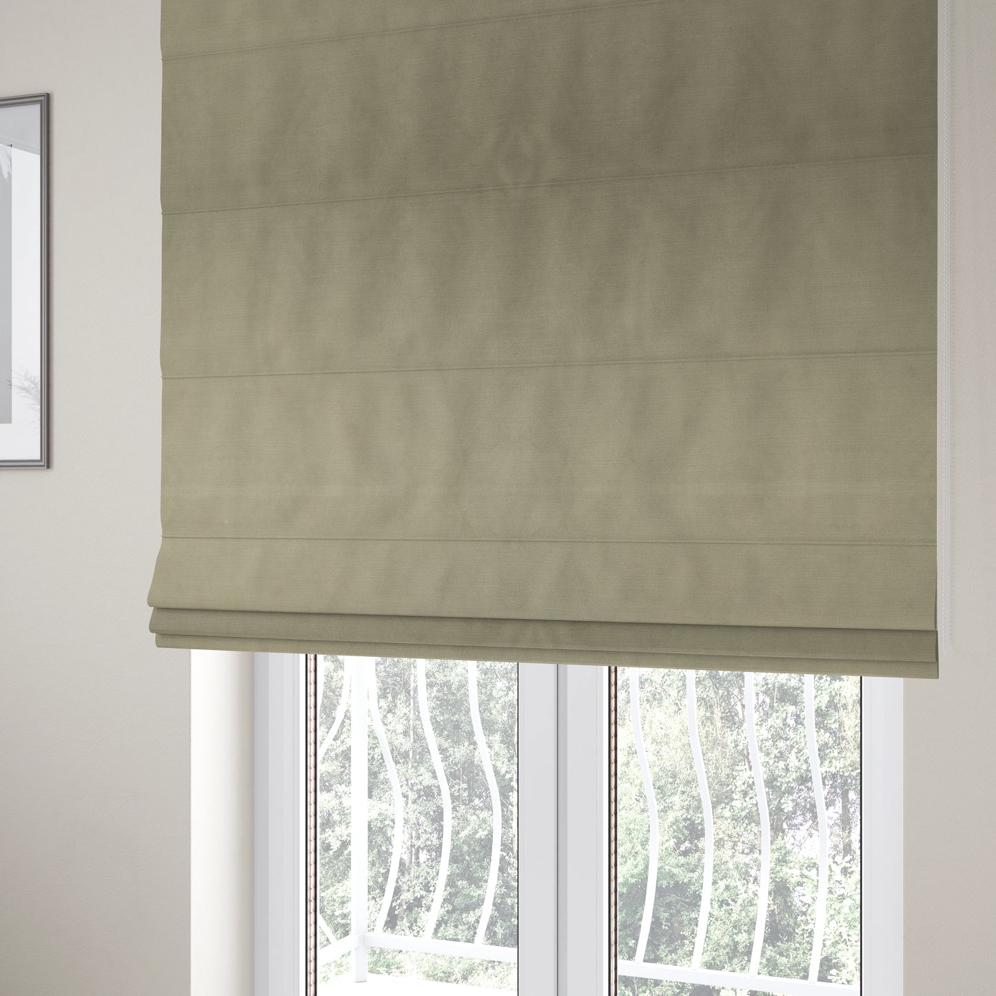 Atlantic Ribbed Textured Plain Cotton Feel Velvet Green Upholstery Fabric CTR-2571 - Roman Blinds