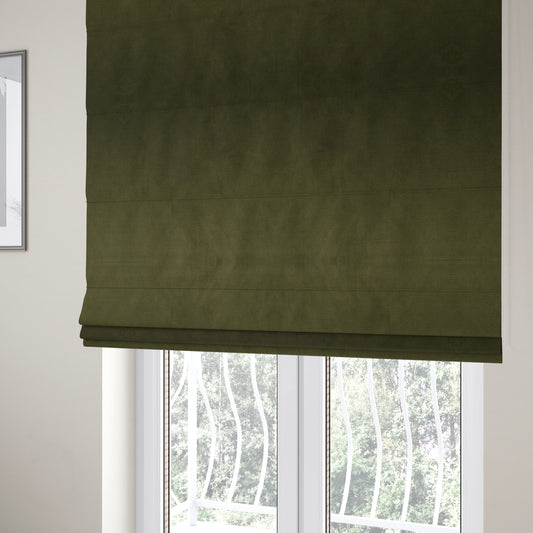 Atlantic Ribbed Textured Plain Cotton Feel Velvet Green Upholstery Fabric CTR-2574 - Roman Blinds