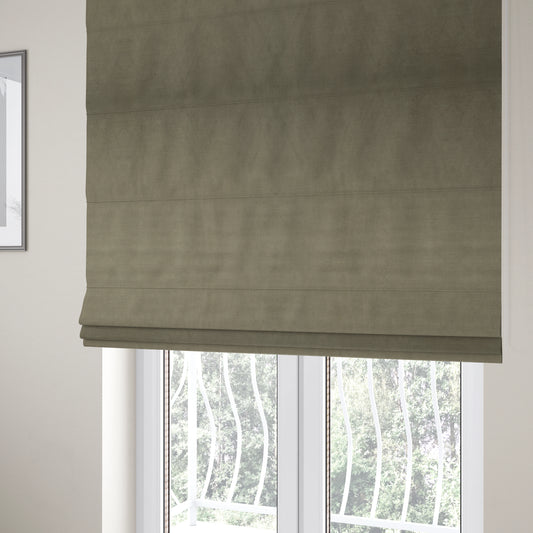 Atlantic Ribbed Textured Plain Cotton Feel Velvet Beige Upholstery Fabric CTR-2575 - Roman Blinds