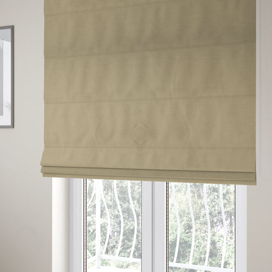 Atlantic Ribbed Textured Plain Cotton Feel Velvet Beige Upholstery Fabric CTR-2578 - Roman Blinds