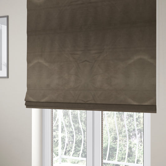 Atlantic Ribbed Textured Plain Cotton Feel Velvet Brown Upholstery Fabric CTR-2582 - Roman Blinds