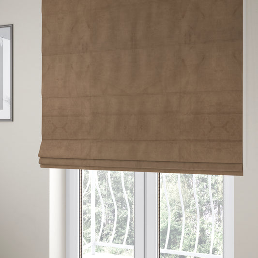 Atlantic Ribbed Textured Plain Cotton Feel Velvet Brown Upholstery Fabric CTR-2583 - Roman Blinds