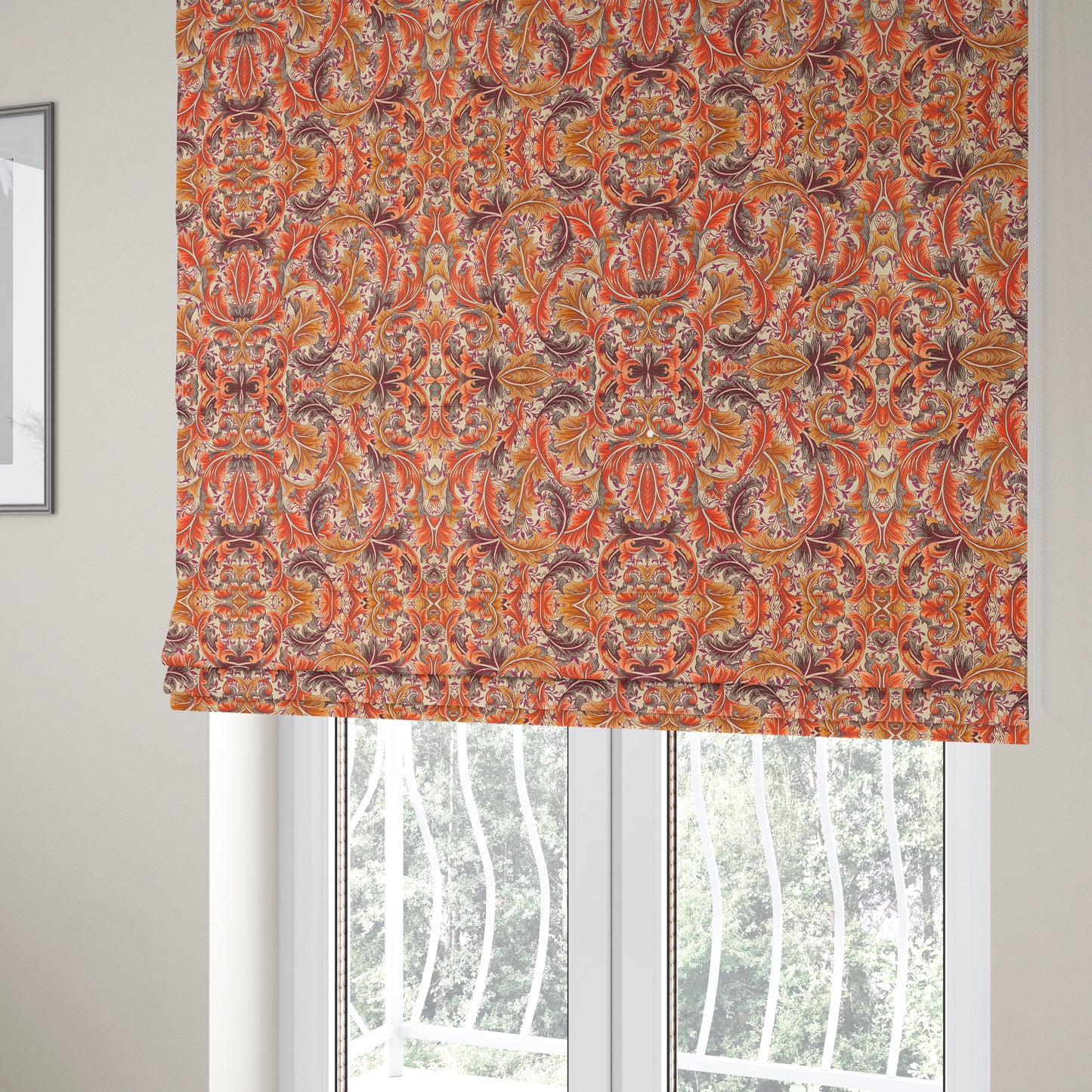 Colarto Collection Passion Colourful In Floral Pattern Chenille Furnishing Fabric CTR-259 - Roman Blinds