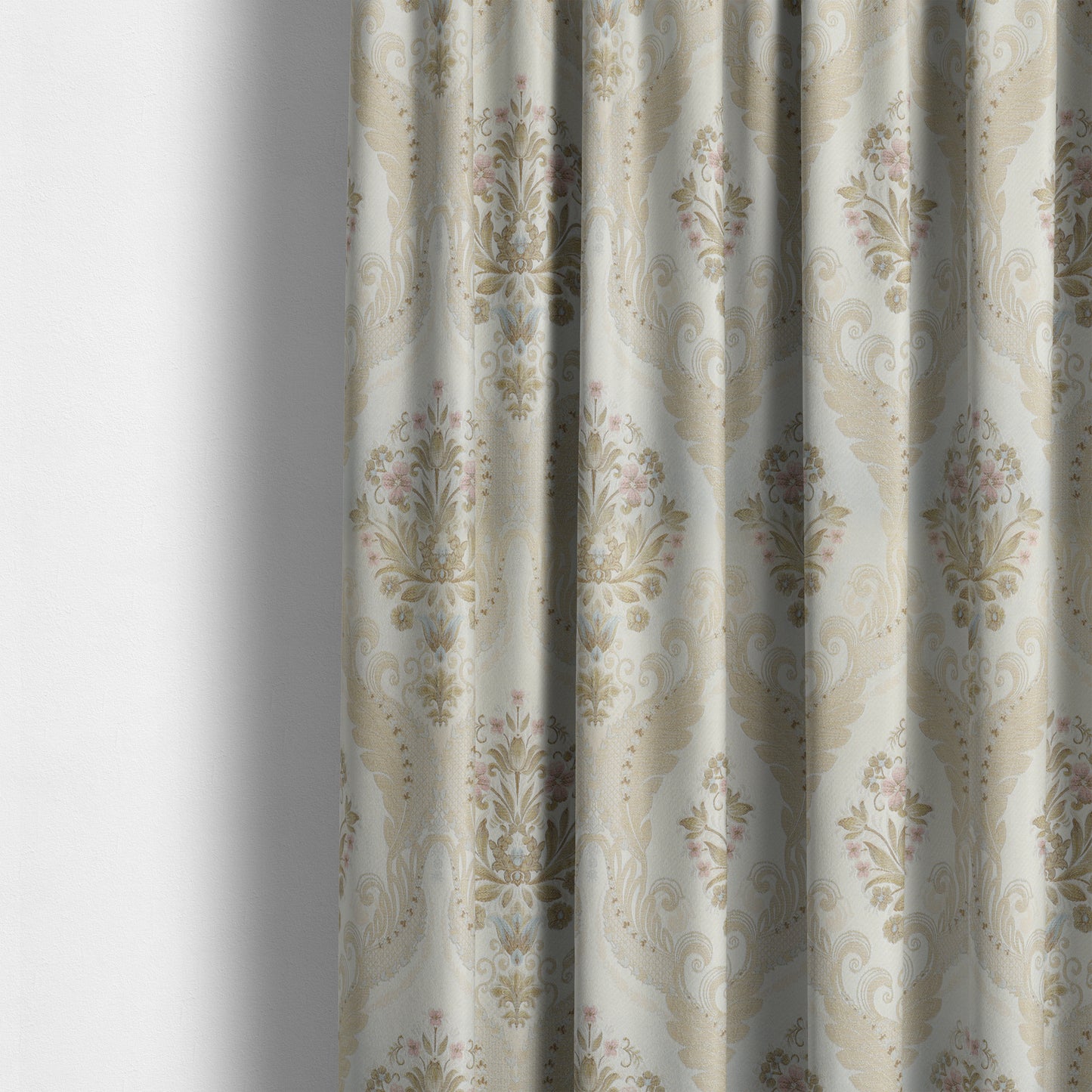 Saliha Traditional Large Damask Pattern Fabric Pearl Collection Fabrics CTR-26 - Made To Measure Curtains