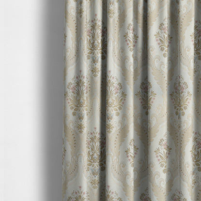 Saliha Traditional Large Damask Pattern Fabric Pearl Collection Fabrics CTR-26 - Made To Measure Curtains