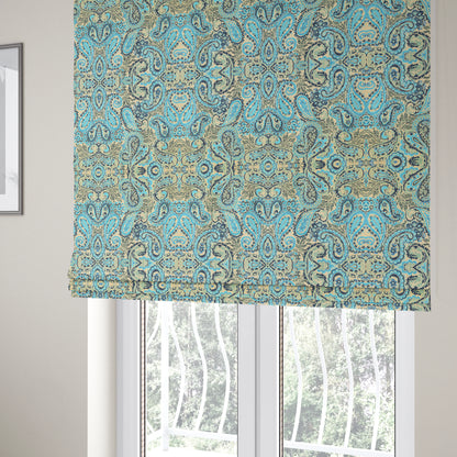 Colarto Collection Blue Colour In Paisley Pattern Chenille Furnishing Fabric CTR-260 - Roman Blinds