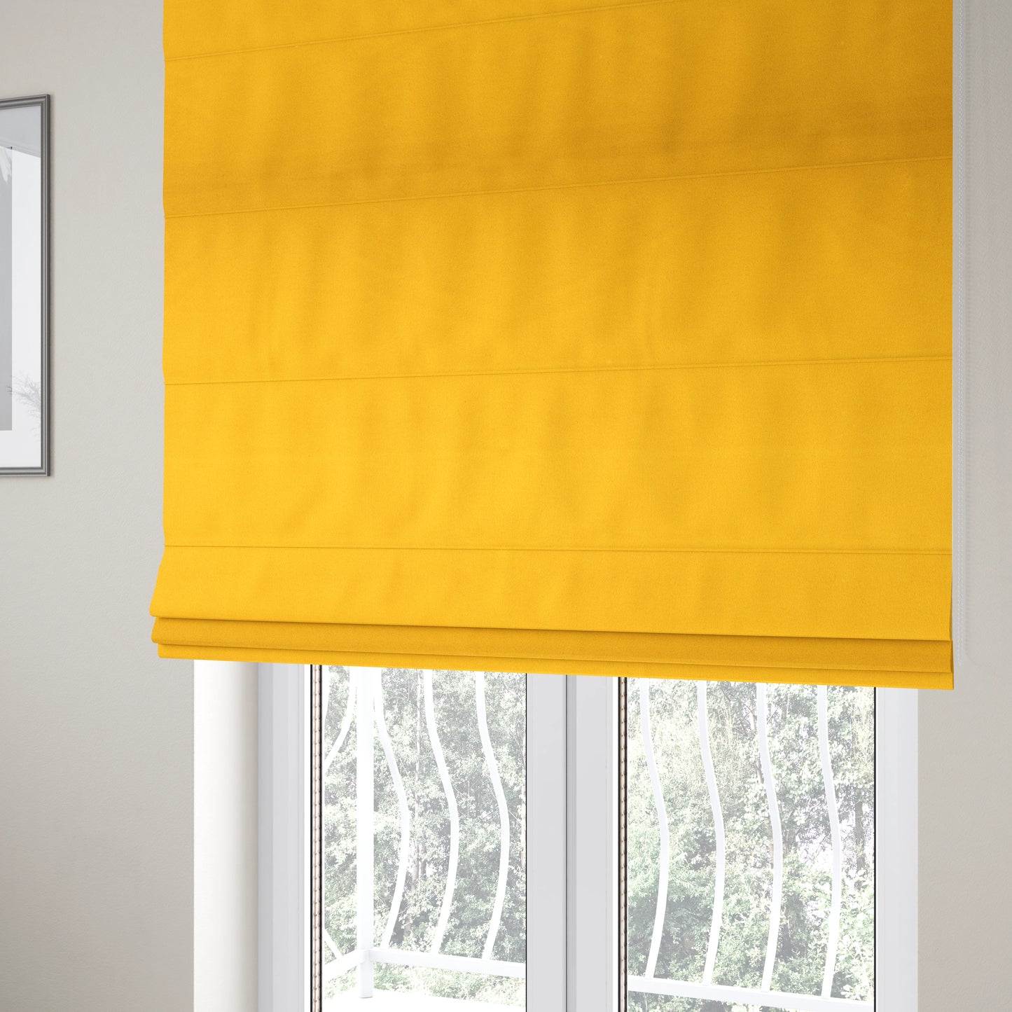 Moorland Plain Wool Yellow Colour Upholstery Fabric CTR-2602 - Roman Blinds