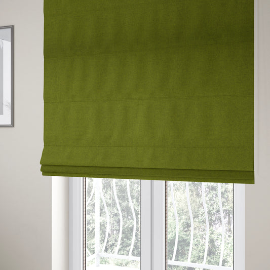 Moorland Plain Wool Green Colour Upholstery Fabric CTR-2606 - Roman Blinds