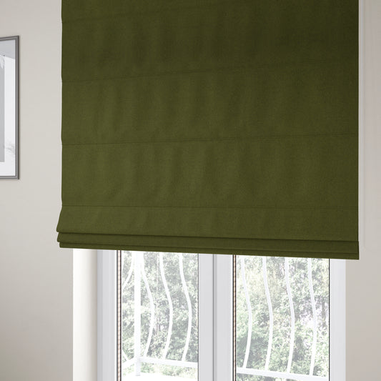 Moorland Plain Wool Green Colour Upholstery Fabric CTR-2607 - Roman Blinds