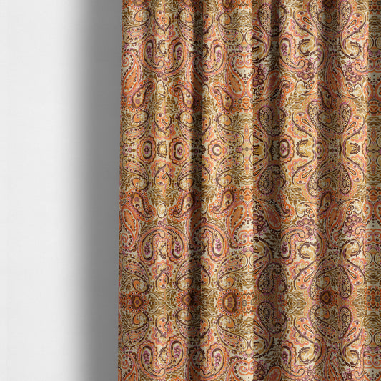 Colarto Collection Passion Colourful In Paisley Pattern Chenille Furnishing Fabric CTR-261 - Made To Measure Curtains