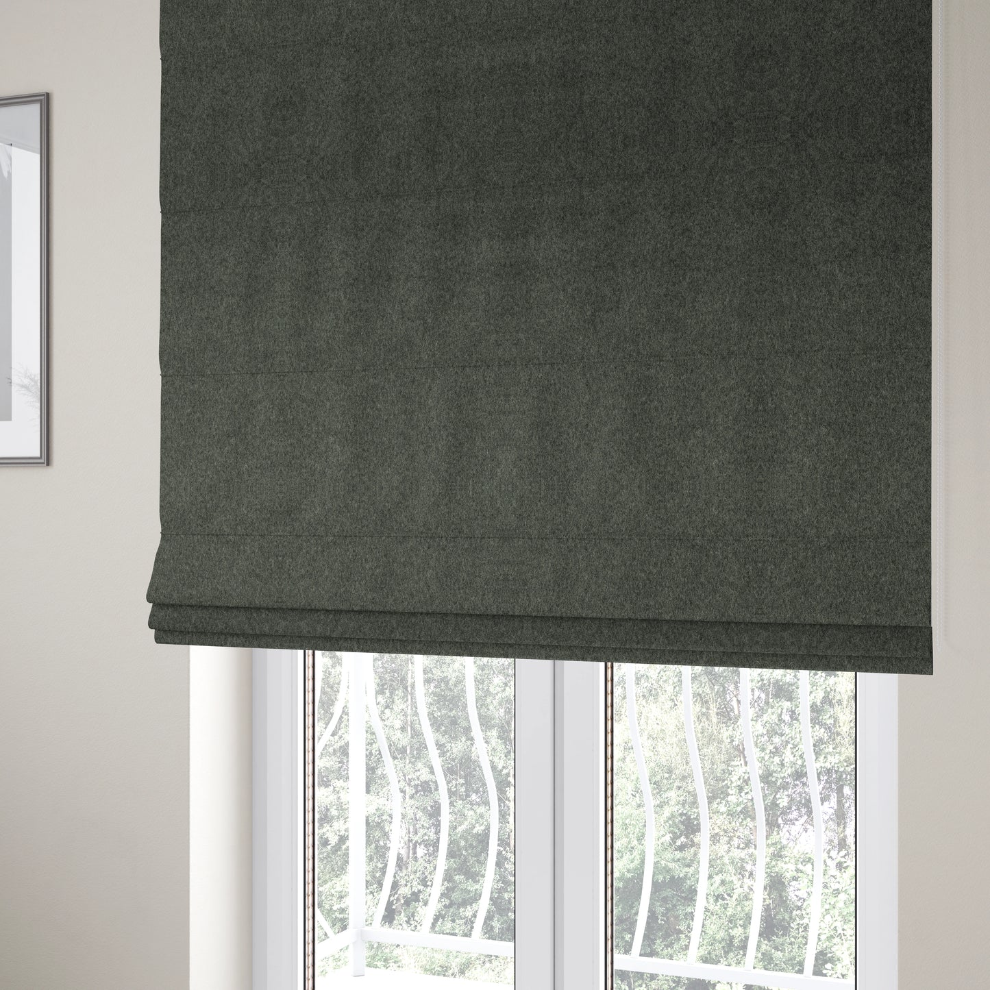 Moorland Plain Wool Grey Colour Upholstery Fabric CTR-2610 - Roman Blinds