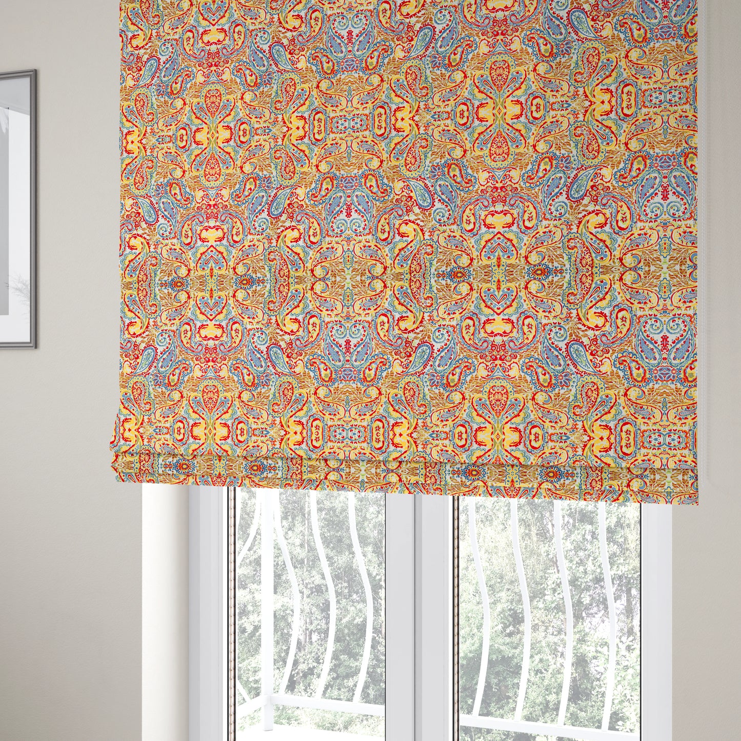 Colarto Collection Circus Colours In Paisley Pattern Chenille Furnishing Fabric CTR-262 - Roman Blinds