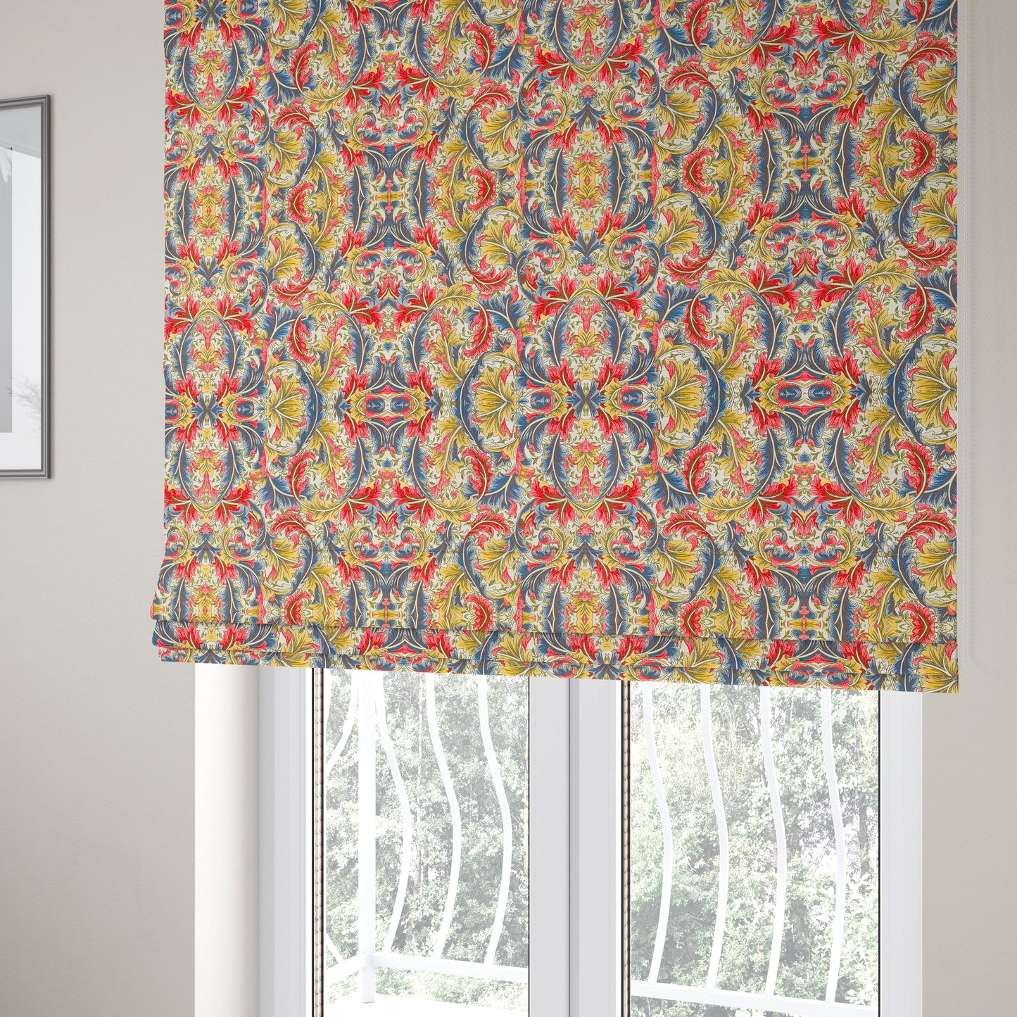 Colarto Collection Circus Colours In Floral Pattern Chenille Furnishing Fabric CTR-263 - Roman Blinds