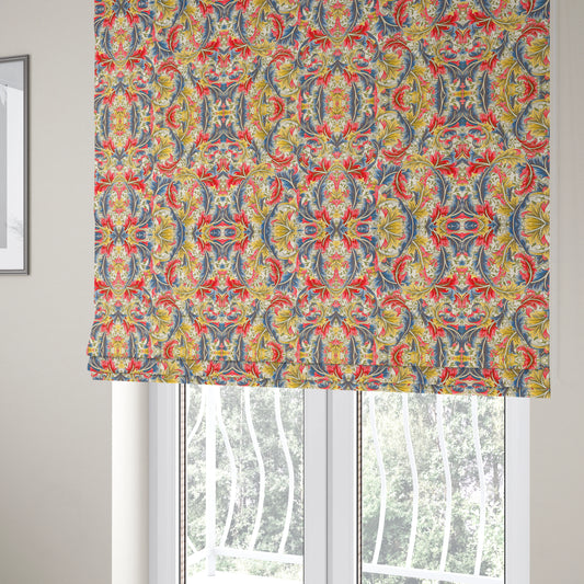 Colarto Collection Circus Colours In Floral Pattern Chenille Furnishing Fabric CTR-263 - Roman Blinds