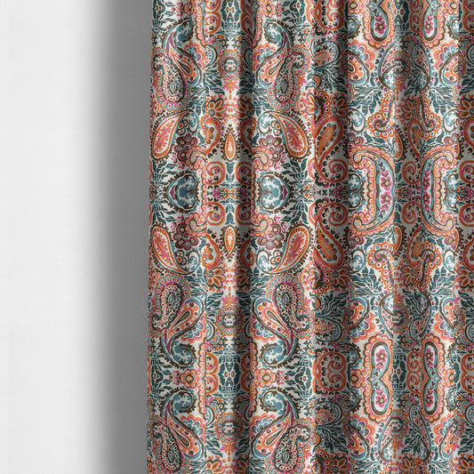 Colarto Collection Tropical Colours In Paisley Pattern Chenille Furnishing Fabric CTR-264 - Made To Measure Curtains