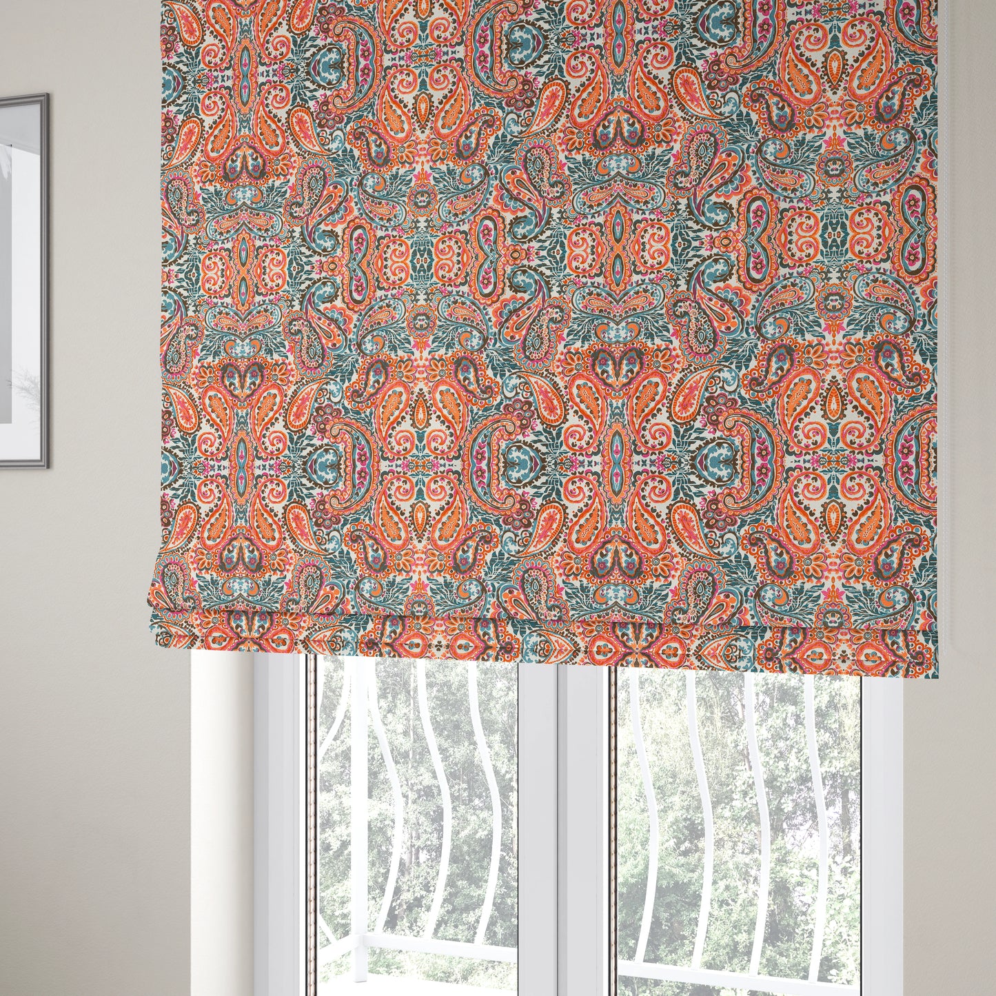 Colarto Collection Tropical Colours In Paisley Pattern Chenille Furnishing Fabric CTR-264 - Roman Blinds