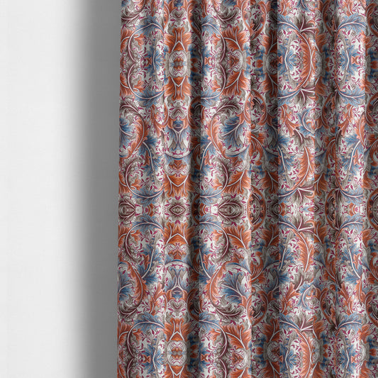 Colarto Collection Tropical Colours In Floral Pattern Chenille Furnishing Fabric CTR-265 - Made To Measure Curtains