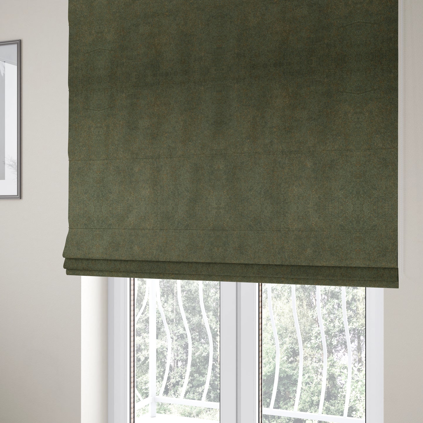 Habitat Aged Look Soft Suede Green Upholstery Fabric CTR-2690 - Roman Blinds