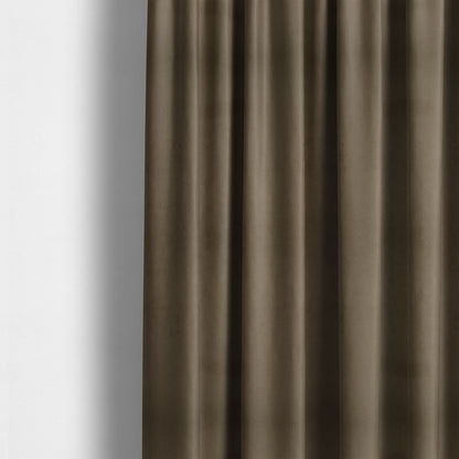 Alpha Plain Durable Velvet Brushed Cotton Effect Upholstery Fabric Brown Colour CTR-2695 - Made To Measure Curtains